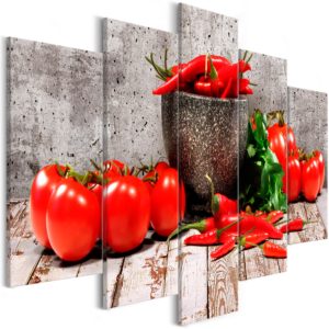 Tableau décoratif : Red Vegetables (5 Parts) Concrete Wide en hq