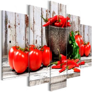 Tableau décoratif : Red Vegetables (5 Parts) Wood Wide en hq