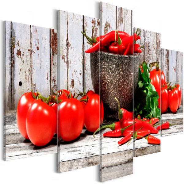 Tableau décoratif : Red Vegetables (5 Parts) Wood Wide en hq