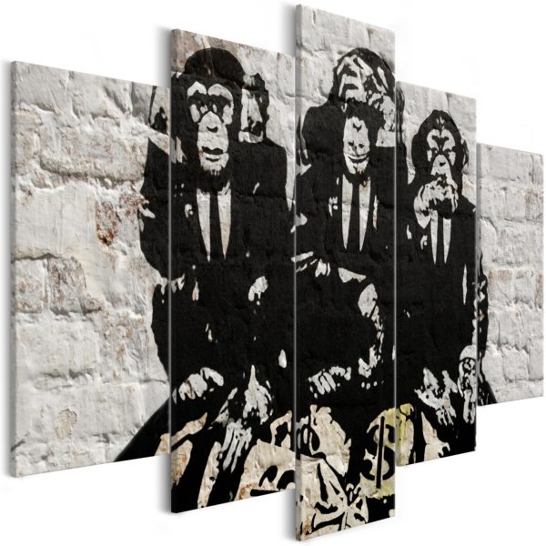 Tableau décoratif : Rich Monkeys (5 Parts) Wide en hq