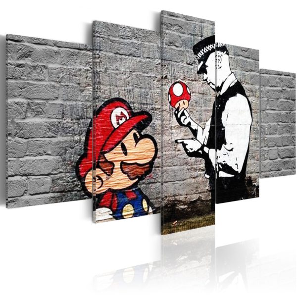 Tableau décoratif : Super Mario Mushroom Cop (Banksy) en hq