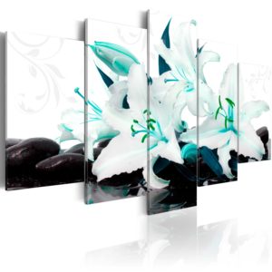 Tableau décoratif : Turquoise lilies and stones en hq