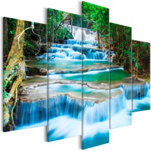 Tableau décoratif : Waterfall in Kanchanaburi (5 Parts) Wide en hq