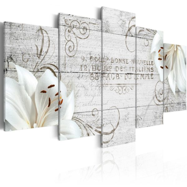 Tableau décoratif : White lilies on wood en hq