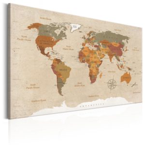 Tableau décoratif : World Map: Beige Chic en hq