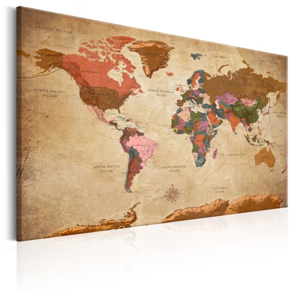 Tableau décoratif : World Map: Brown Elegance en hq