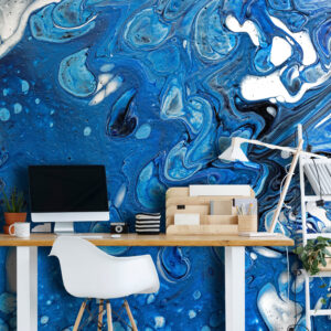 Papier Peint Abstrait - Blue Stream papier peint design intissé parfait pour les murs ou meubles