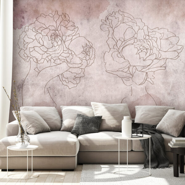 Papier Peint Abstrait - Flowery Wardrobe papier peint design intissé parfait pour les murs ou meubles