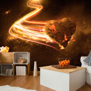 Papier Peint Abstrait - Love Meteorite (Orange) papier peint design intissé parfait pour les murs ou meubles